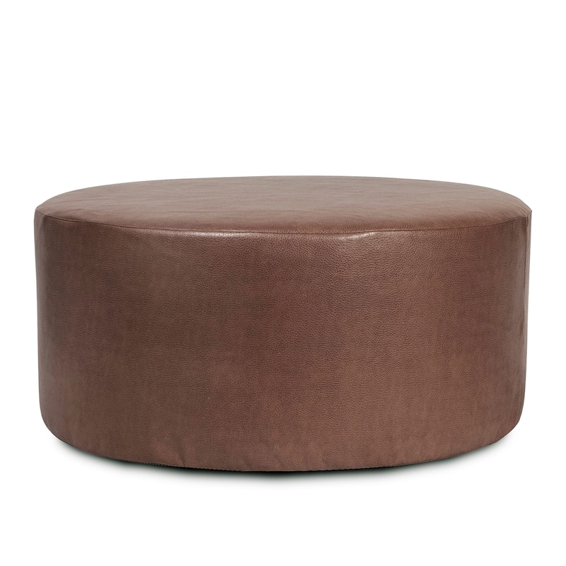 Allan Andrews 36" Universal Round Ottoman With Slipcover, Avanti Collection - Brown