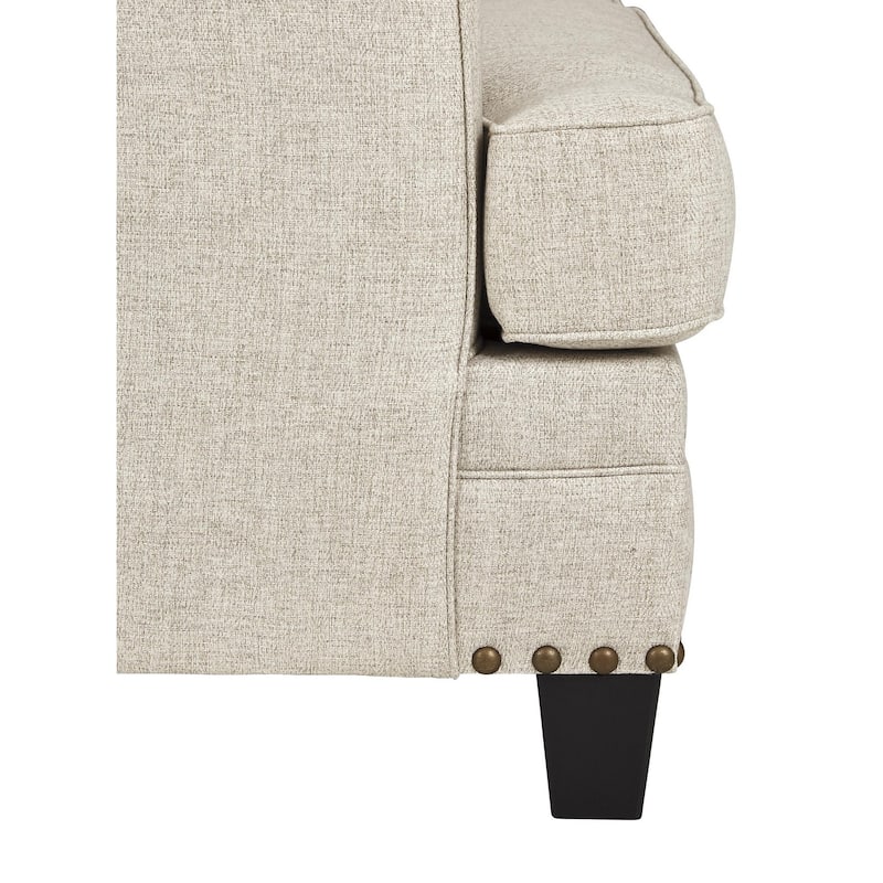 Nailhead Trim Fabric Upholstered Loveseat with Track Arms, Beige