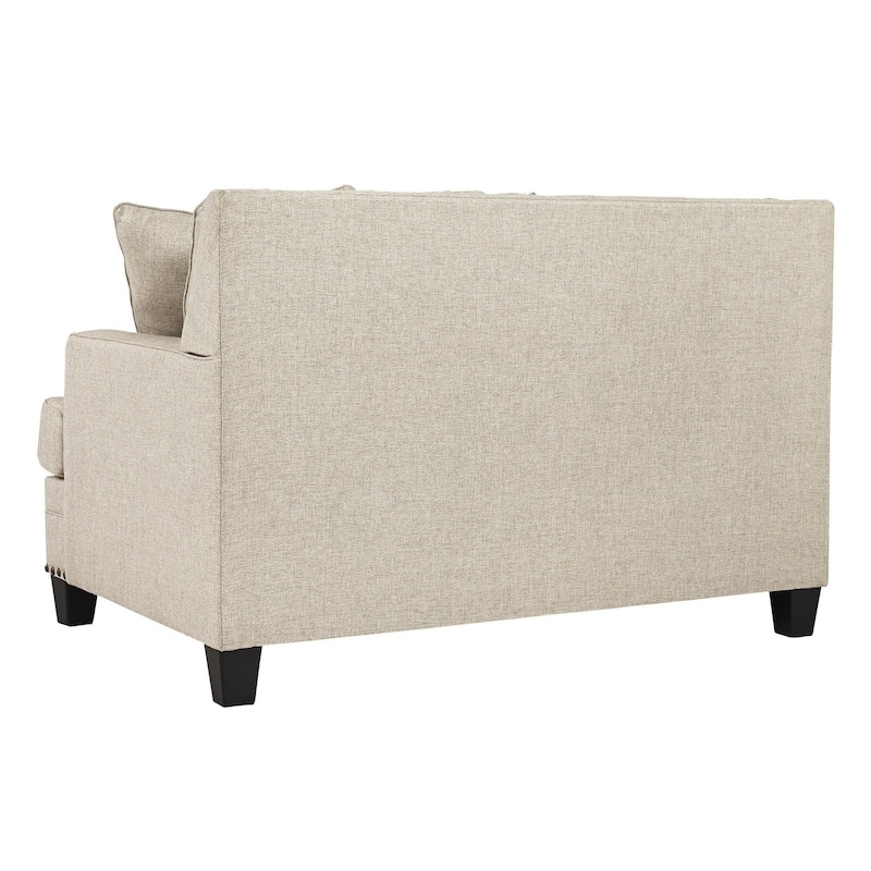 Nailhead Trim Fabric Upholstered Loveseat with Track Arms, Beige
