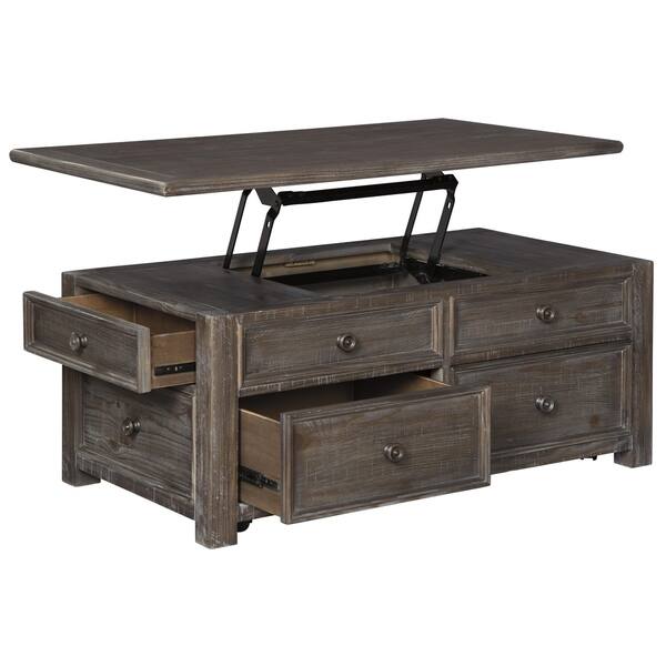 Rectangular Lift Top Wooden Cocktail Table with 4 Drawers, Rustic Brown ...