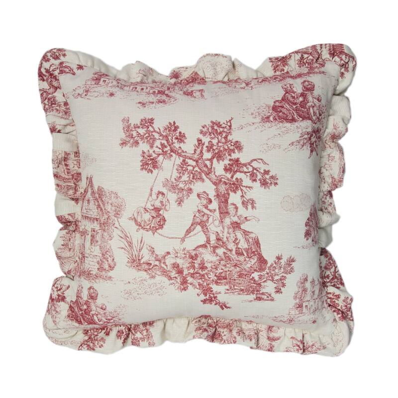 Olivia Quido Cosmopolitan Toile Red 20-inch Main Pillow