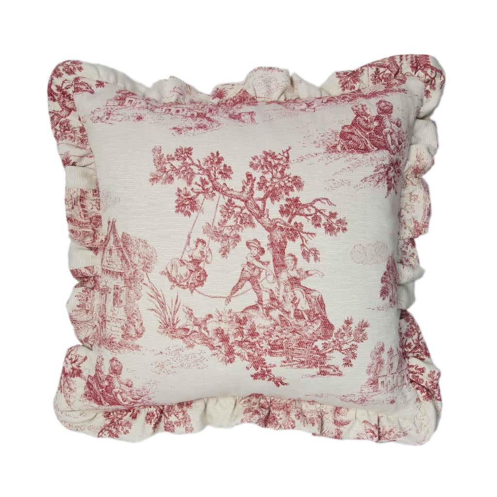 Olivia Quido Cosmopolitan Toile Red 20-inch Main Pillow