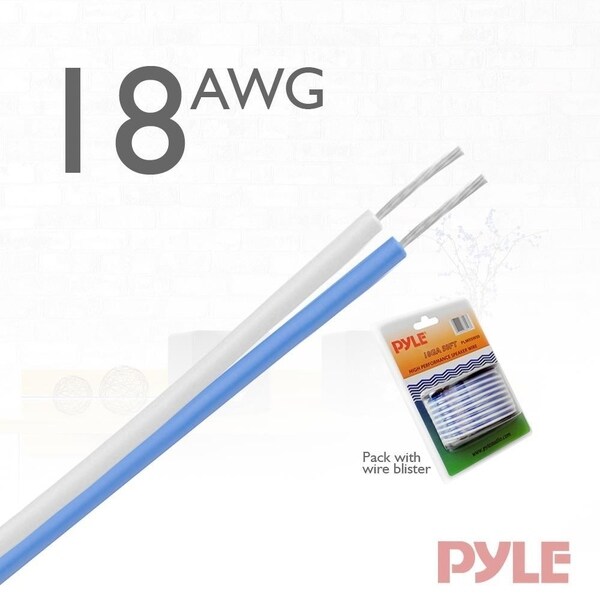 Pyle PLMRSW50 Speaker Wire Marine Grade 50ft 18 Gauge Blue//White BRAND NEW
