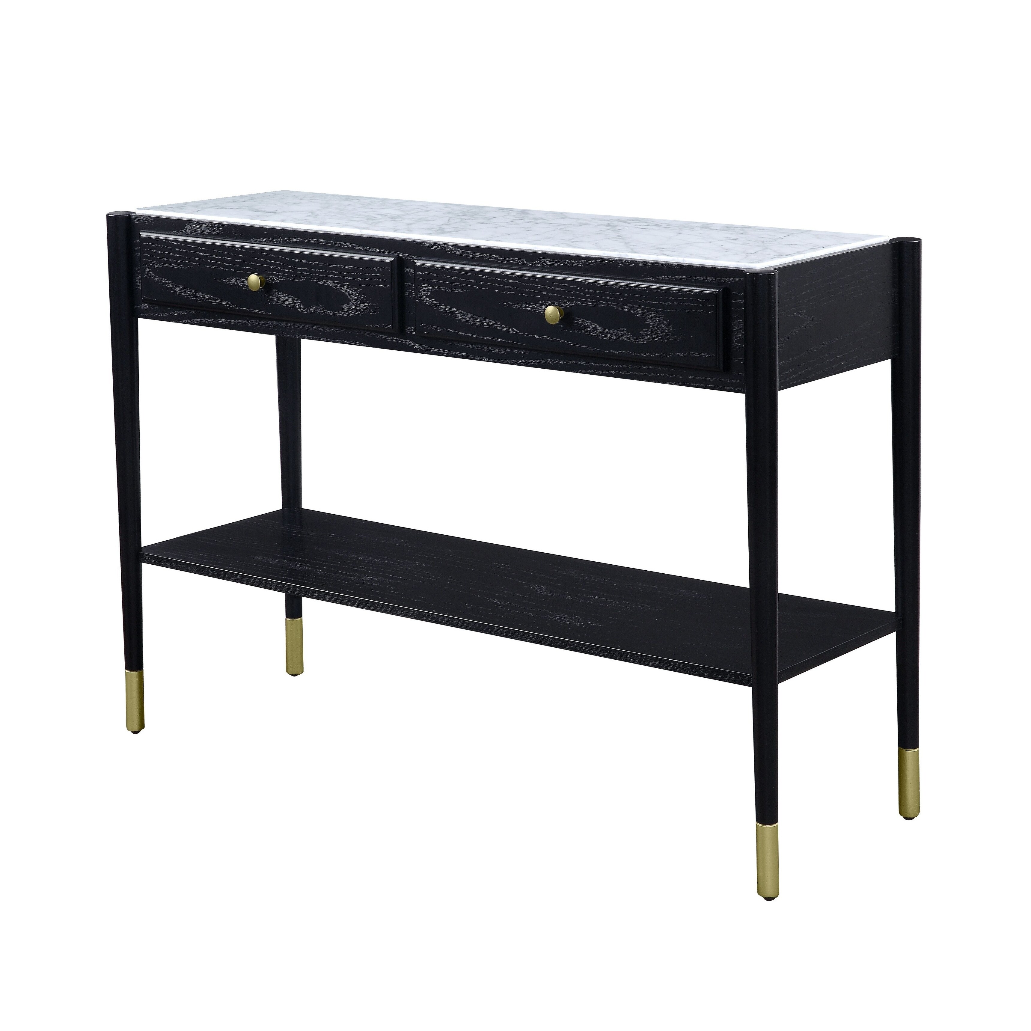 Marble Top Sofa Table With 2 Drawers And 1 Bottom Shelf Marble Top Sofa Table With 2 Drawers