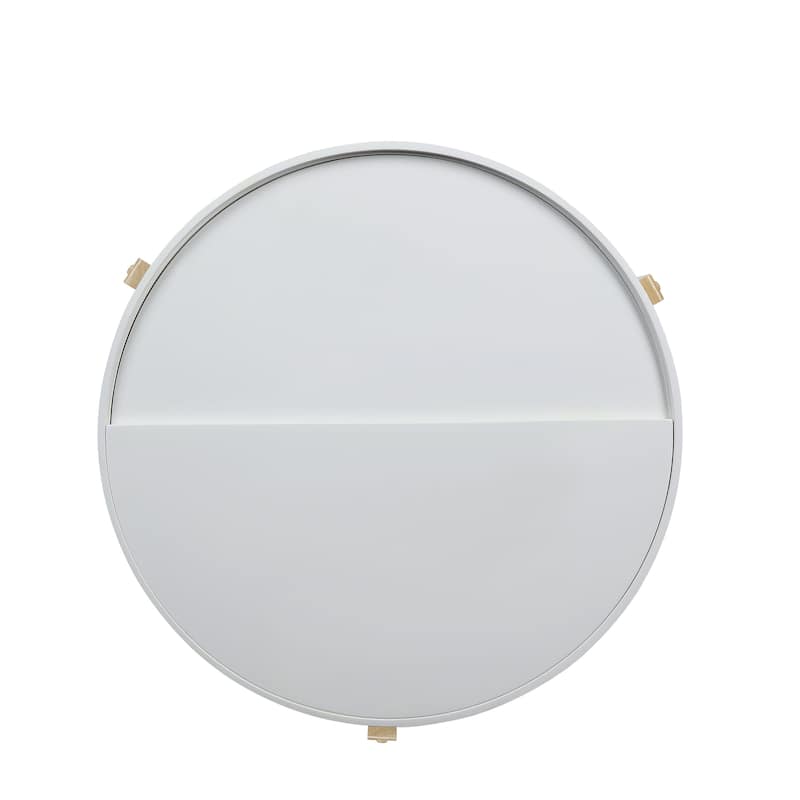 Round Wooden Coffee Table with Hidden Storage, White and Brown