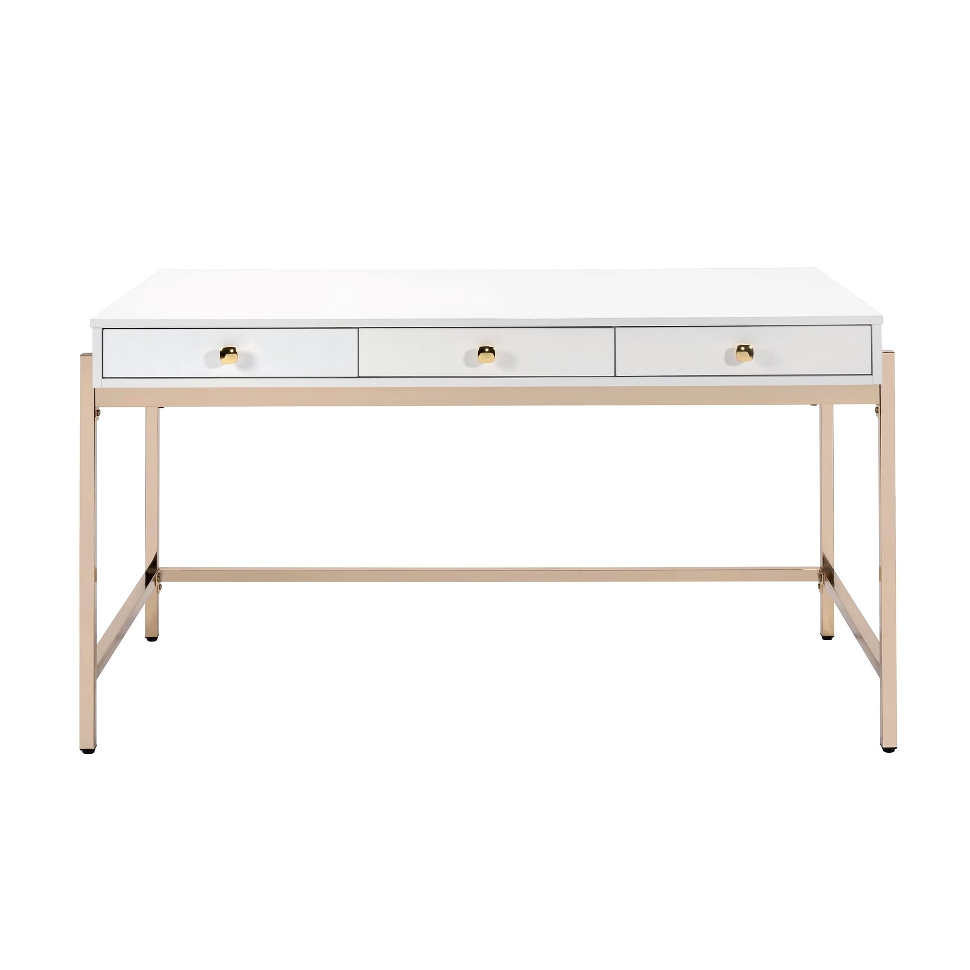 white desk with rose gold