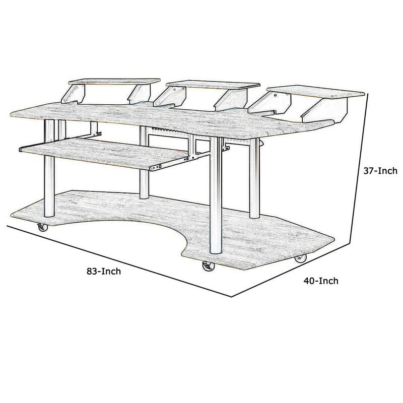 Wooden Computer Desk with Keyboard Tray and Open Bottom Shelf, Brown