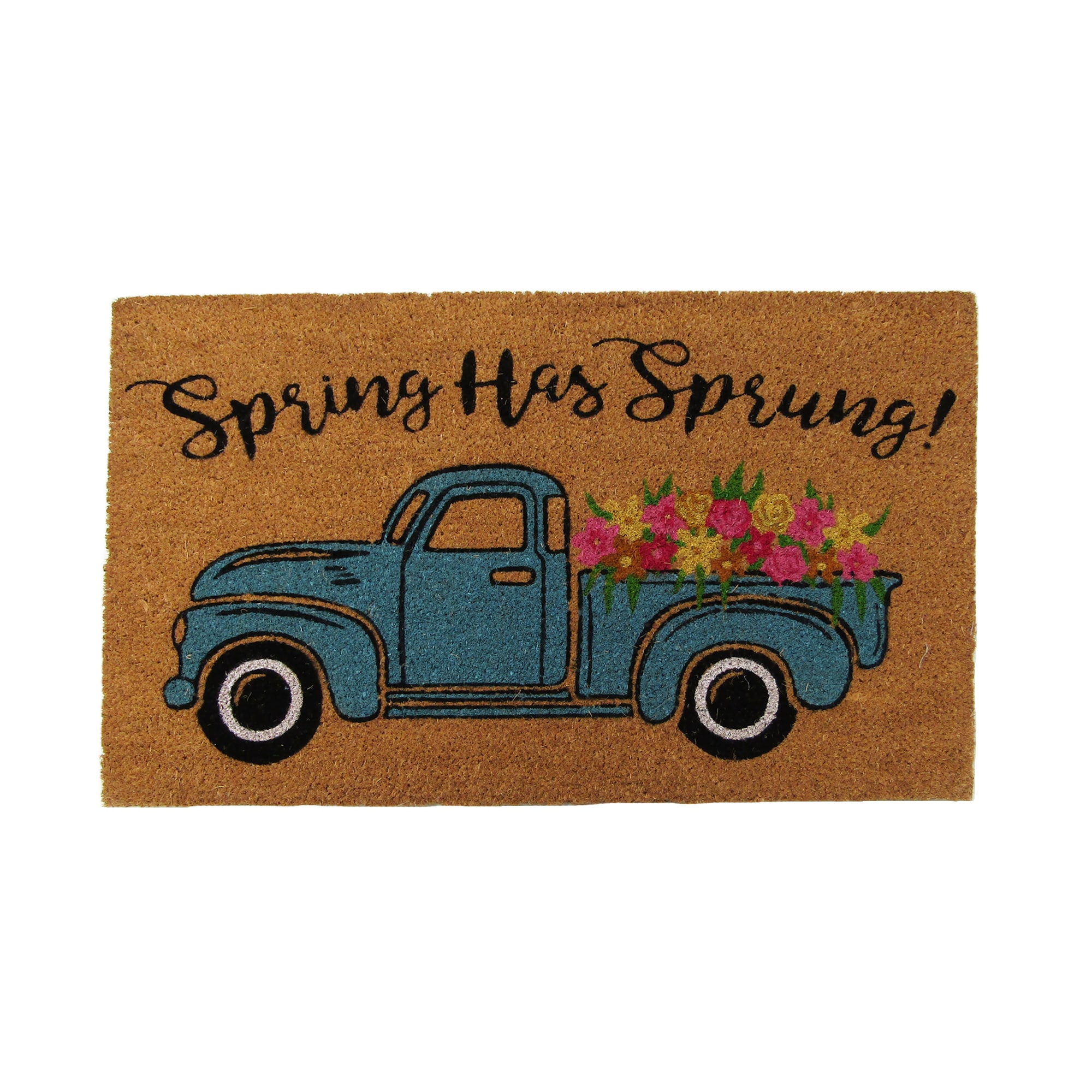 Farmhouse Living Spring Has Sprung Farm Truck Coir Doormat Overstock 30969051