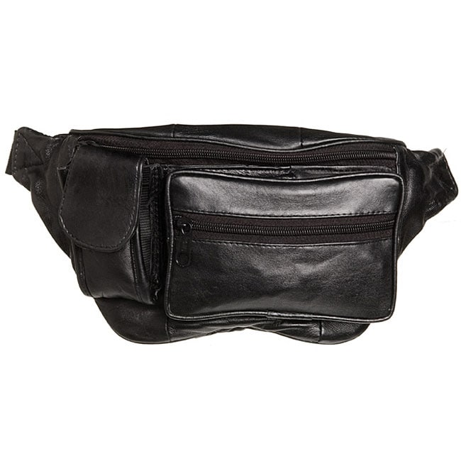 Kozmic Front Zippered Black Leather Fanny Pack - 11229085 - Overstock ...