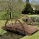 Outsunny 3.3ft Wooden Garden Bridge Arc Stained Finish Walkway with Half Wheeled Railings, Stained Wood - Wood - Brown