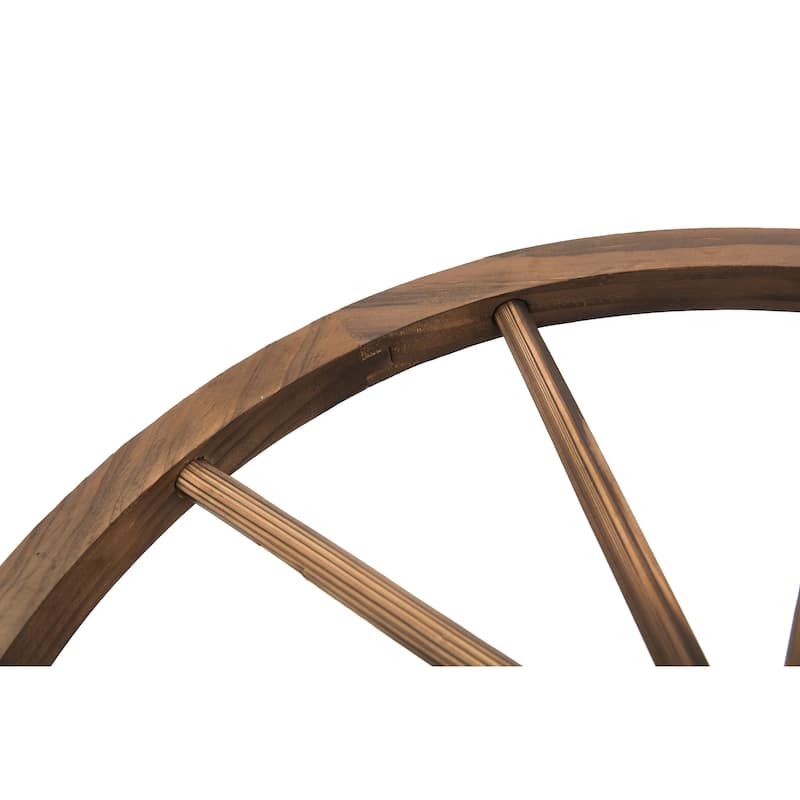 Outsunny 3.3ft Wooden Garden Bridge Arc Stained Finish Walkway with Half Wheeled Railings, Stained Wood