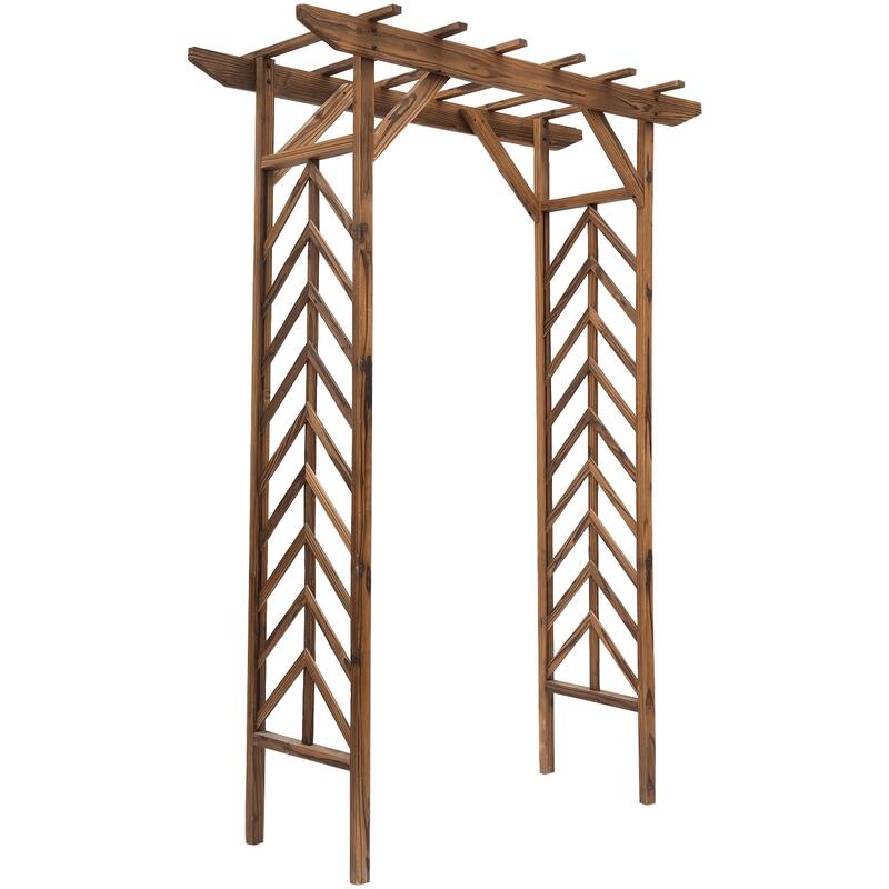 Outsunny Fir Wood Garden/Backyard Arbor Trellis with Pergola Style Roof, Perfect for Vines & Other Plants