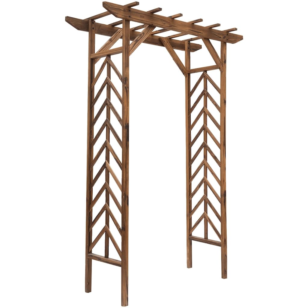 Outsunny Fir Wood Garden/Backyard Arbor Trellis with Pergola Style Roof, Perfect for Vines & Other Plants