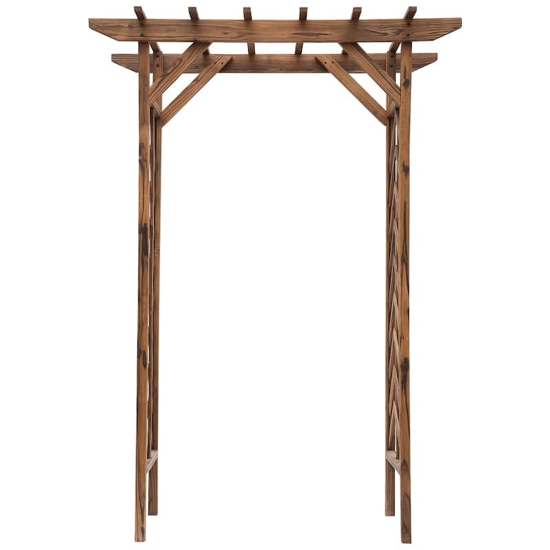 Outsunny Fir Wood Garden/Backyard Arbor Trellis with Pergola Style Roof, Perfect for Vines & Other Plants