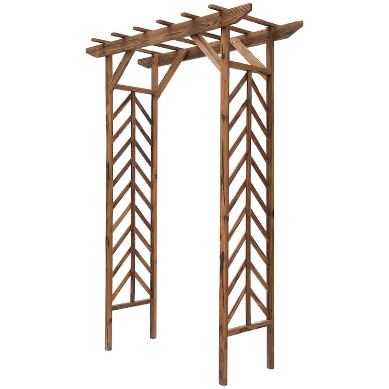 Outsunny Fir Wood Garden/Backyard Arbor Trellis with Pergola Style Roof, Perfect for Vines & Other Plants