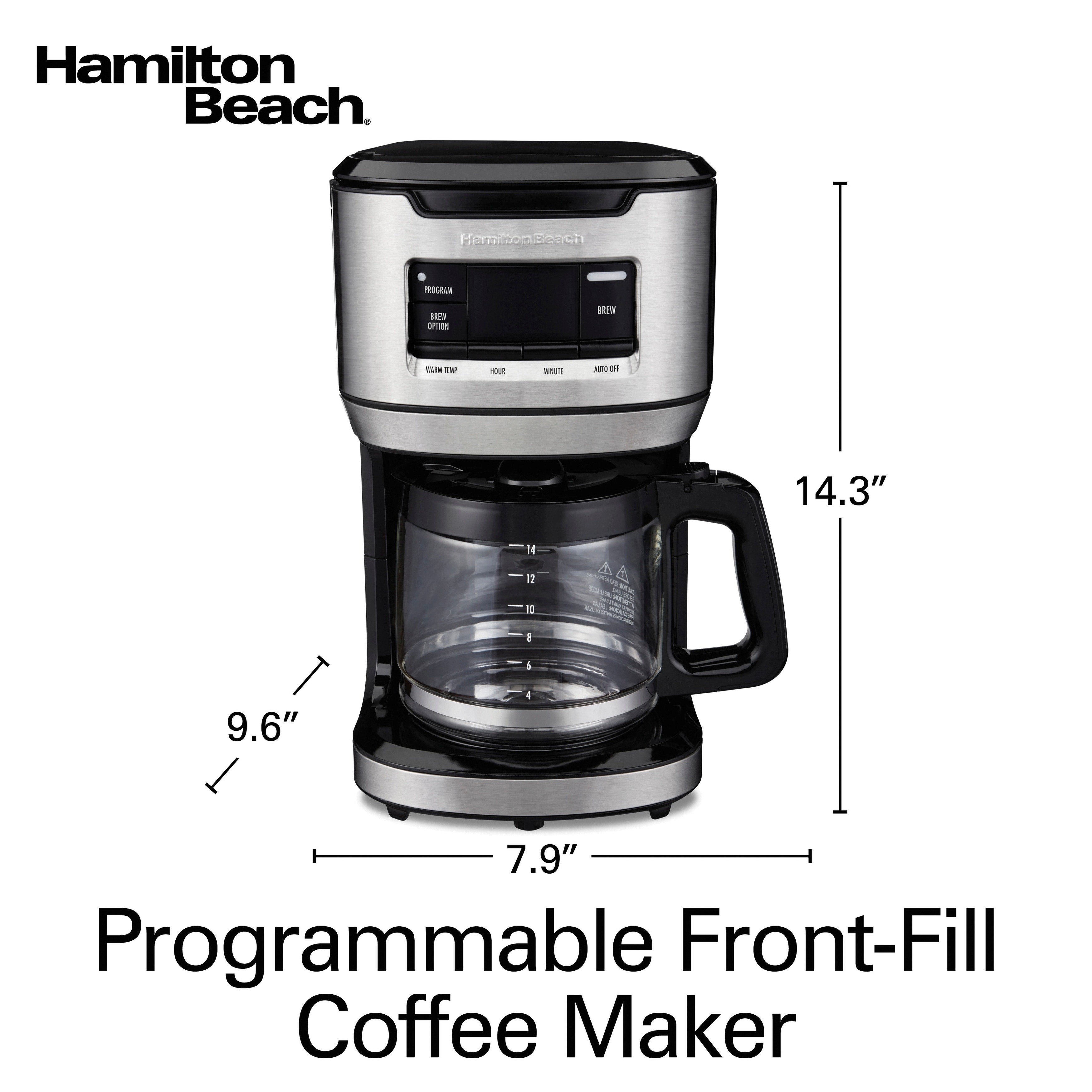 Hamilton Beach Front Fill 14-Cup Programmable Coffee Maker - On
