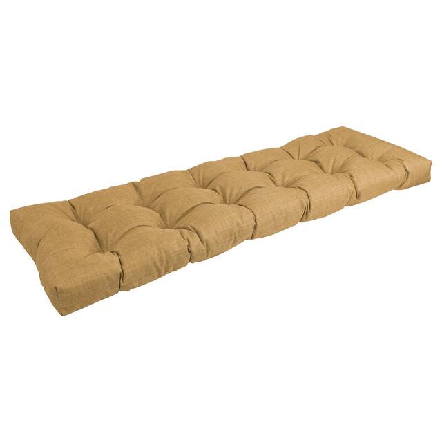 60x19-inch Tufted Solid Color Outdoor Spun Polyester Loveseat Cushion - Wheat