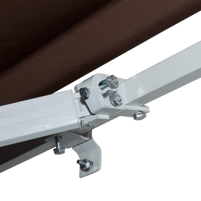 Outsunny 12' x 8.2' Outdoor Patio Manual Retractable Exterior Window Awning with Durable PU Design - Coffee Brown