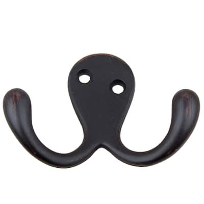 GlideRite 5-Pack 2 in. Oil Rubbed Bronze Double Coat Hooks