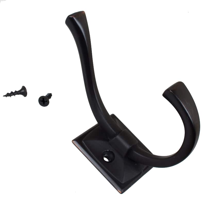 GlideRite 5-Pack 4-1/4 in. Oil Rubbed Bronze Flared Double Coat Hooks