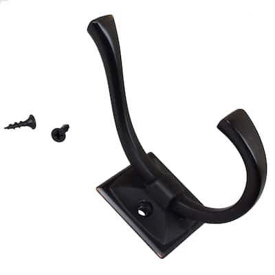GlideRite 5-Pack 4-1/4 in. Oil Rubbed Bronze Flared Double Coat Hooks