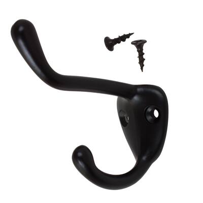GlideRite 5-Pack 3 in. Matte Black Double Coat Hooks