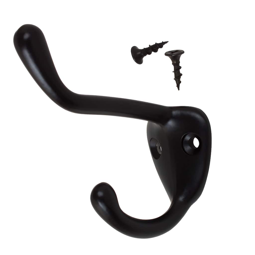 GlideRite 5-Pack 3 in. Matte Black Double Coat Hooks
