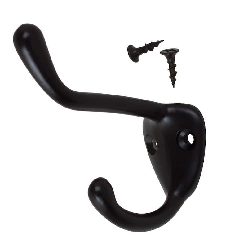 GlideRite 5-Pack 3 in. Matte Black Double Coat Hooks
