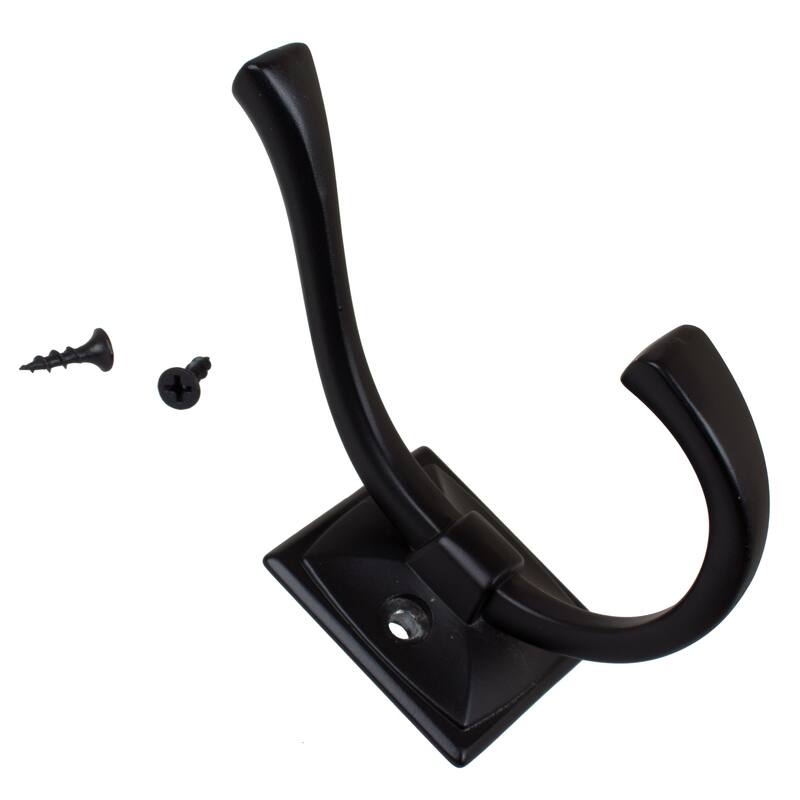 GlideRite 5-Pack 4-1/4 in. Matte Black Flared Double Coat Hooks