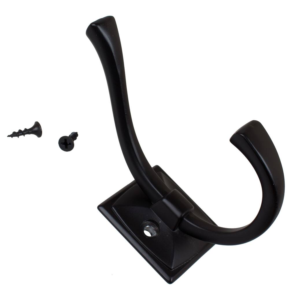 GlideRite 5-Pack 4-1/4 in. Matte Black Flared Double Coat Hooks