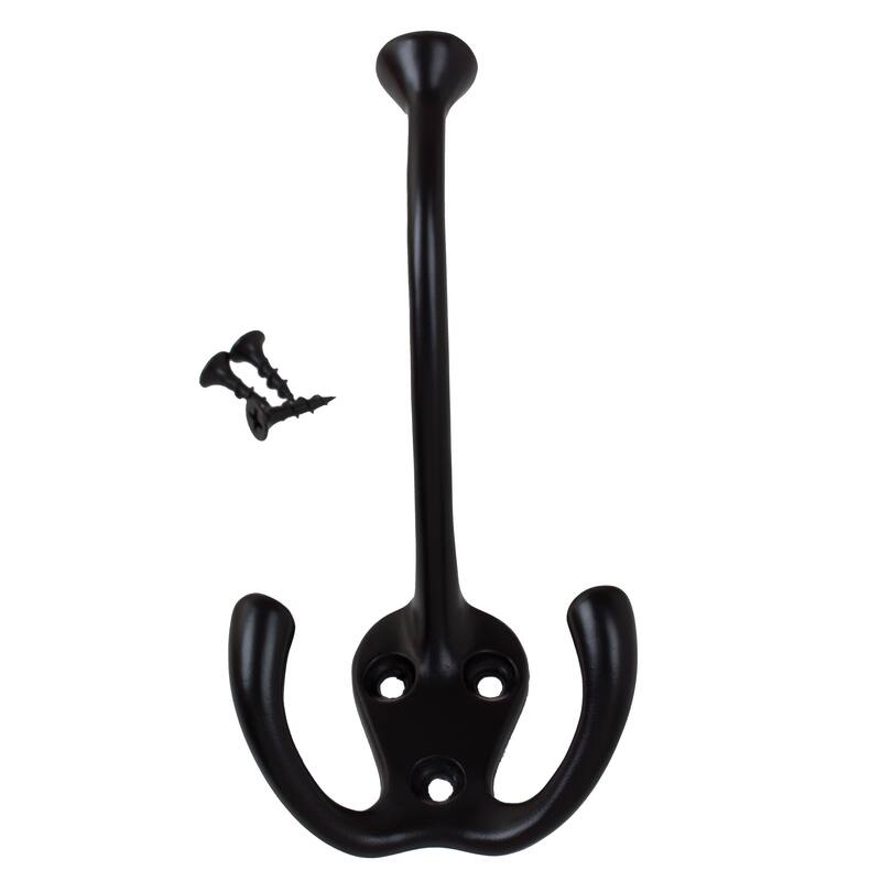 GlideRite 5-Pack 4-1/2 in. Matte Black Coat Tri-Hooks