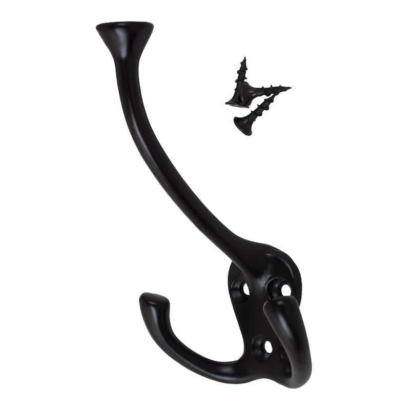 GlideRite 5-Pack 4-1/2 in. Matte Black Coat Tri-Hooks