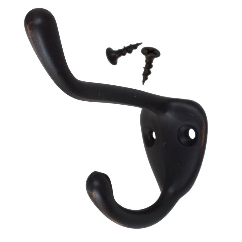 GlideRite 5-Pack 3 in. Oil Rubbed Bronze Double Coat Hooks