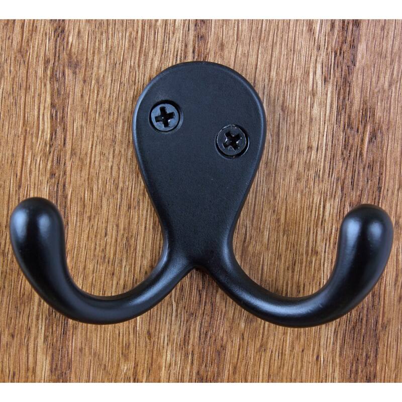 GlideRite 5-Pack 2 in. Matte Black Double Coat Hooks