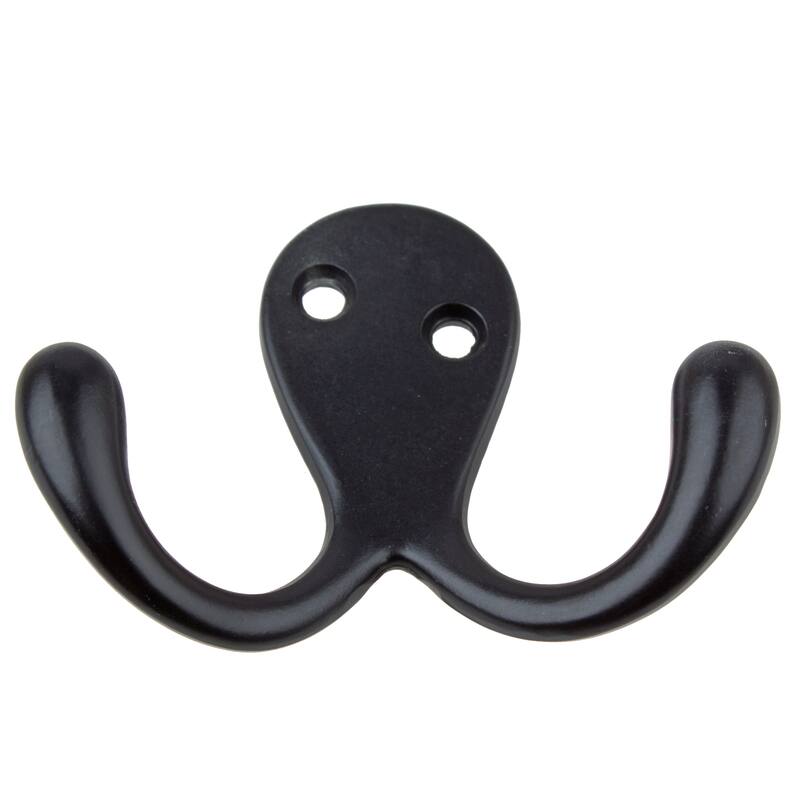 GlideRite 5-Pack 2 in. Matte Black Double Coat Hooks