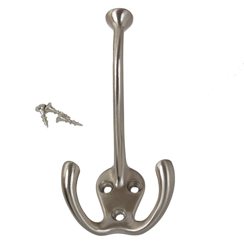 GlideRite 5-Pack 4-1/2 in. Satin Nickel Coat Tri-Hooks