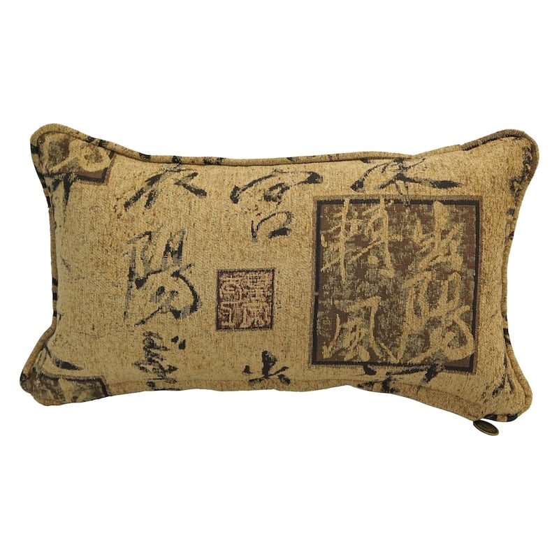 18-inch Corded Patterned Jacquard Chenille Lumbar Throw Pillow - Solid Color