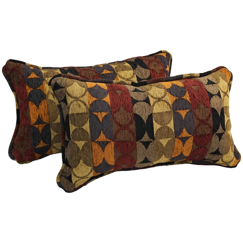 18-inch Corded Patterned Jacquard Chenille Lumbar Throw Pillows (Set of 2) - Broken Circles
