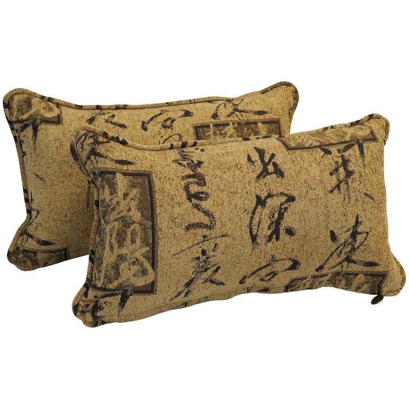 18-inch Corded Patterned Jacquard Chenille Lumbar Throw Pillows (Set of 2) - Calligraphy
