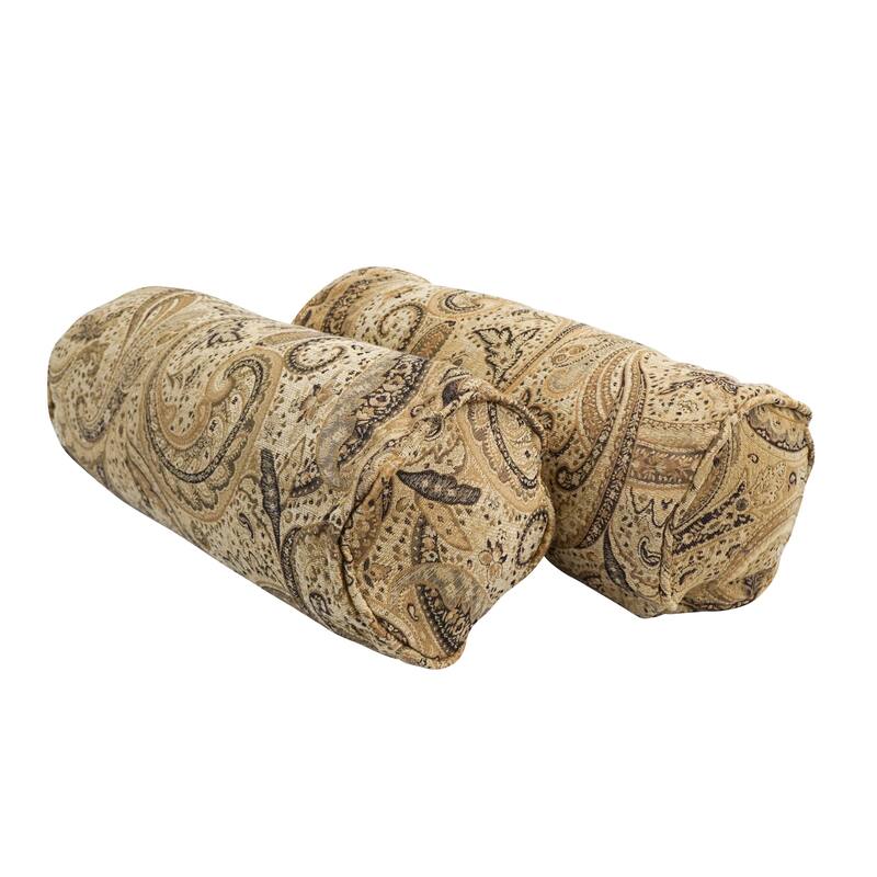 Blazing Needles 20-inch by 8-inch Corded Chenille Bolster Pillows (Set of 2) - Tan Paisley