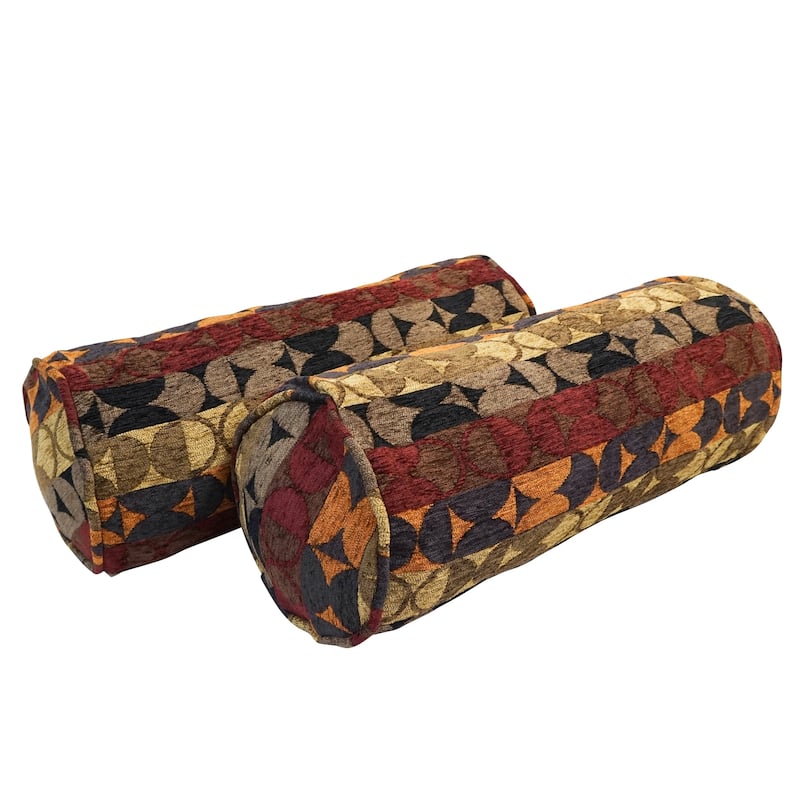 20-inch by 8-inch Corded Patterned Jacquard Chenille Bolster Pillows (Set of 2)