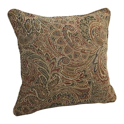 18-in. Square Corded Patterned Jacquard Chenille Throw Pillow
