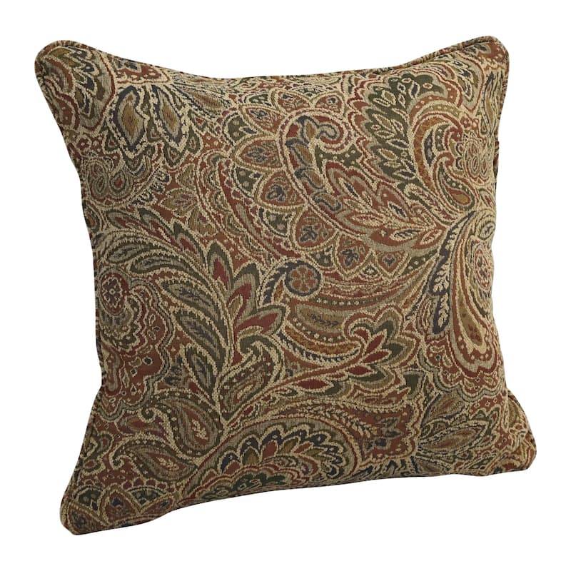 18-in. Square Corded Patterned Jacquard Chenille Throw Pillow