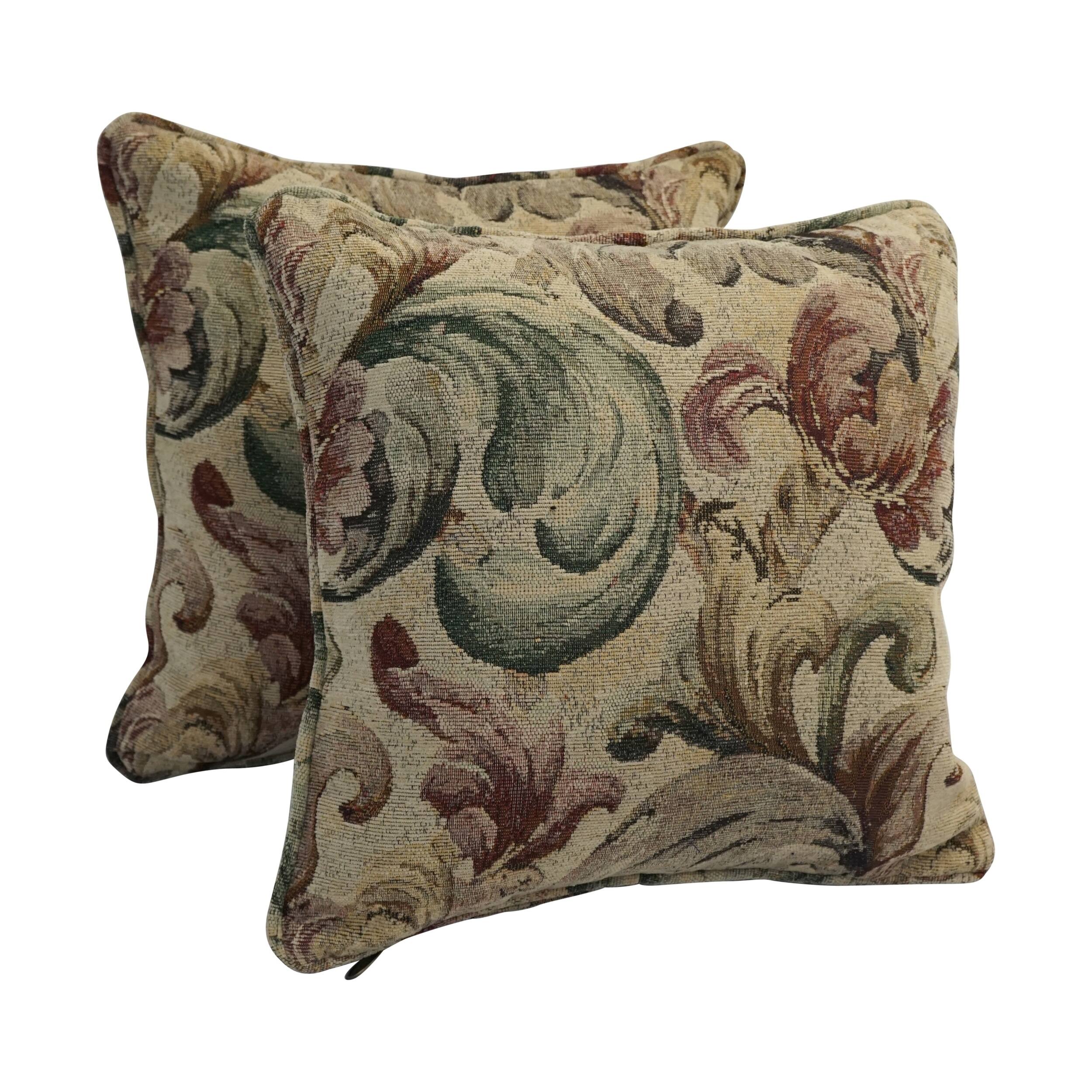 Corded 18inch Jacquard Chenille Square Throw Pillow (Set of 2) On