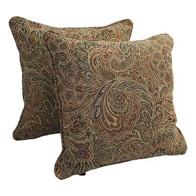 Corded 18-inch Jacquard Chenille Square Throw Pillow (Set of 2)