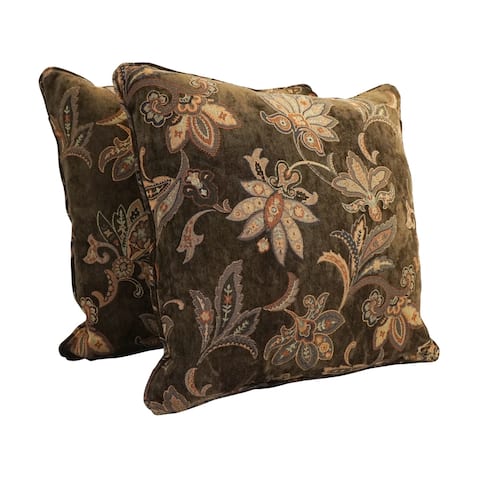 25-inch Corded Patterned Jacquard Chenille Square Floor Pillows (Set of 2)