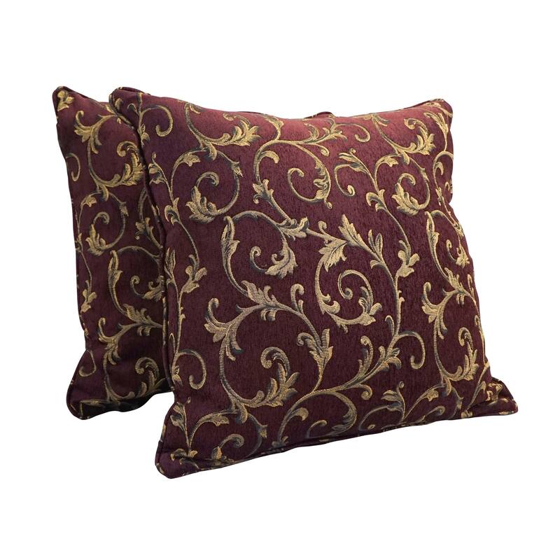 25-inch Corded Patterned Jacquard Chenille Square Floor Pillows (Set of 2)