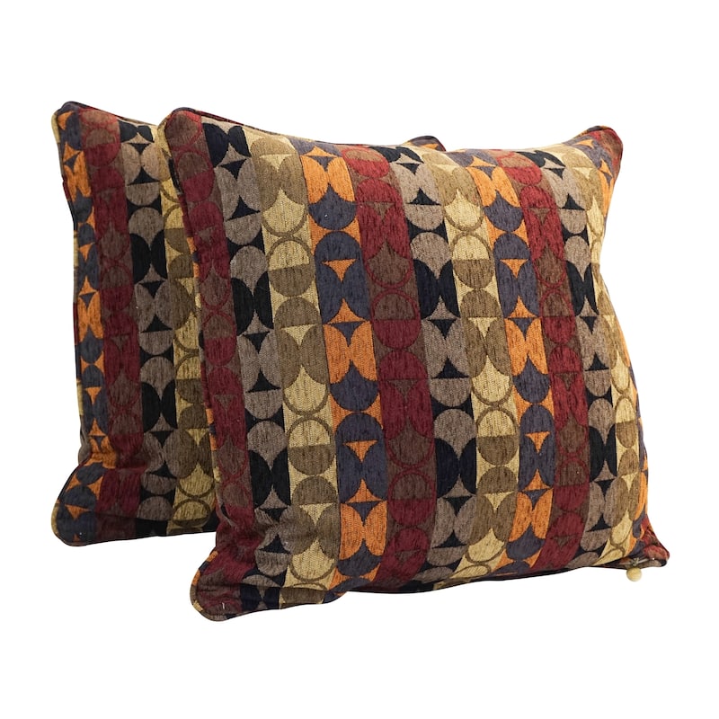 25-inch Corded Patterned Jacquard Chenille Square Floor Pillows (Set of 2) - Broken Circles