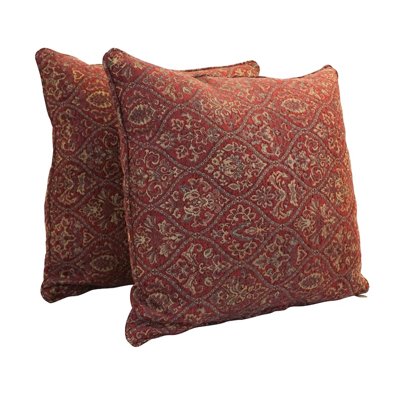 25-inch Corded Patterned Jacquard Chenille Square Floor Pillows (Set of 2)