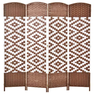 HomCom 6ft 4-Panel Diamond Weave Folding Room Divider with Freestanding Folding Screen & Stylish Wicker Material